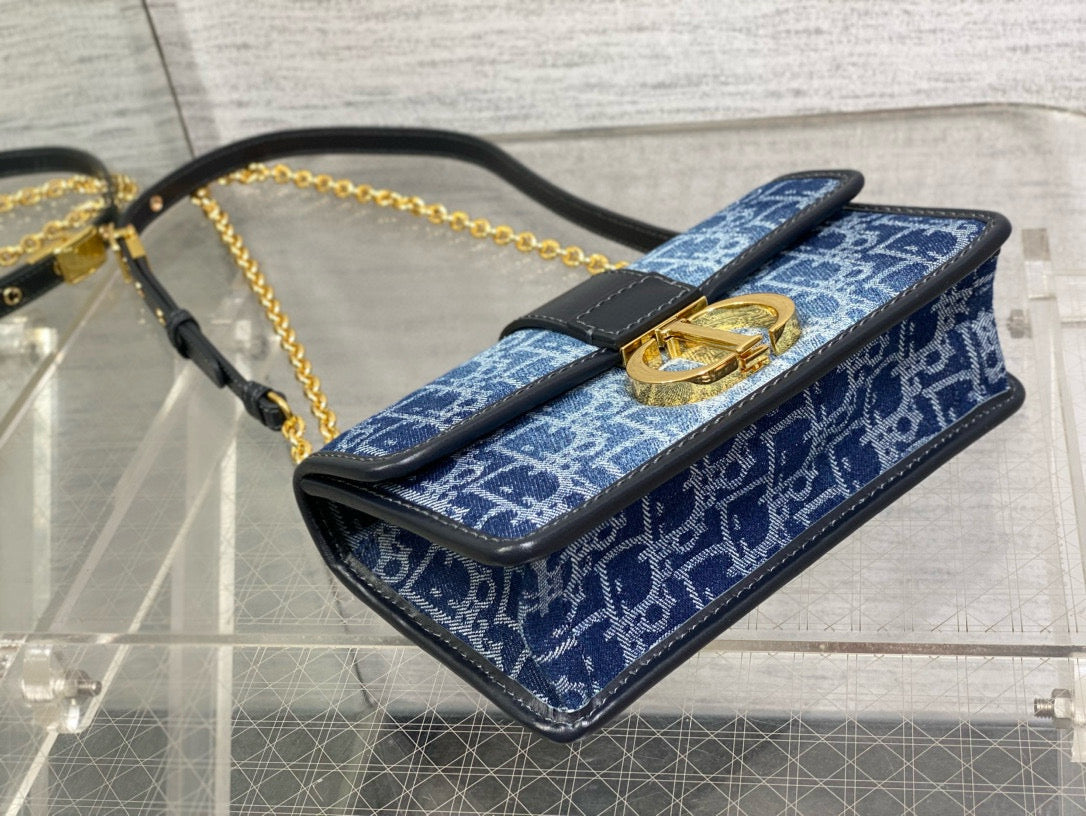 Dior Montaigne 21 Blue Jean Embroidery Bag