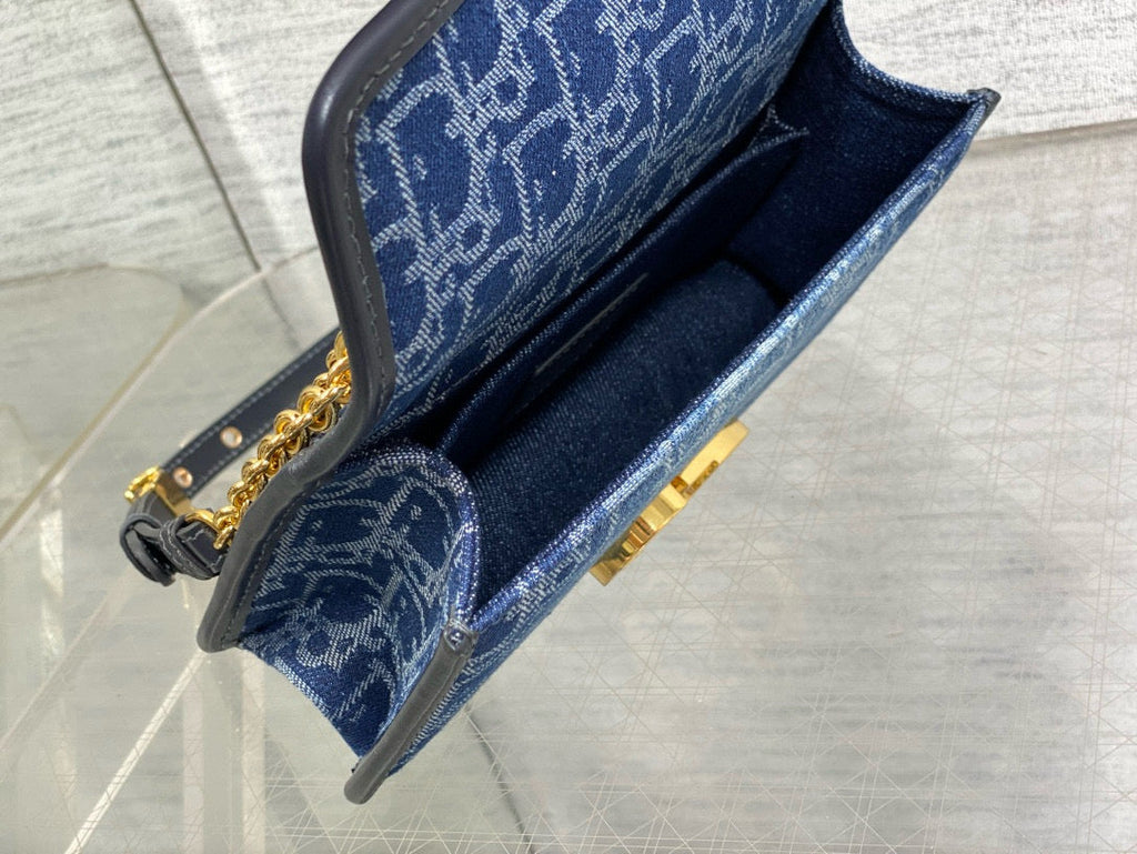 Dior Montaigne 21 Blue Jean Embroidery Bag
