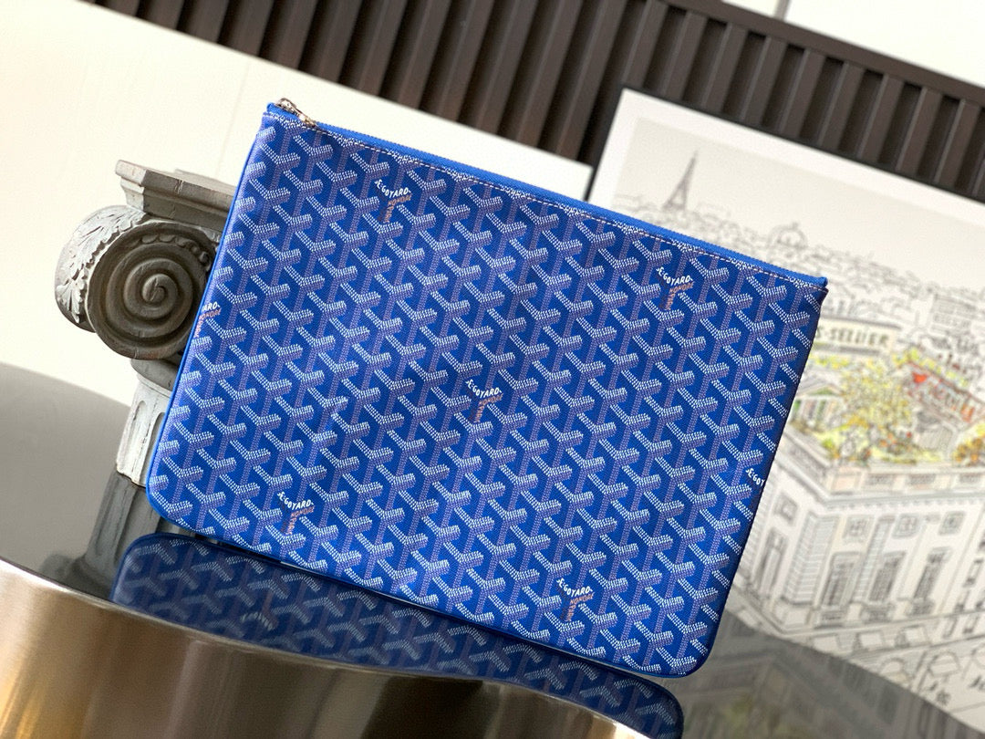 Goyard Senat Pochette in Sky Blue Goyardine Canvas Bag