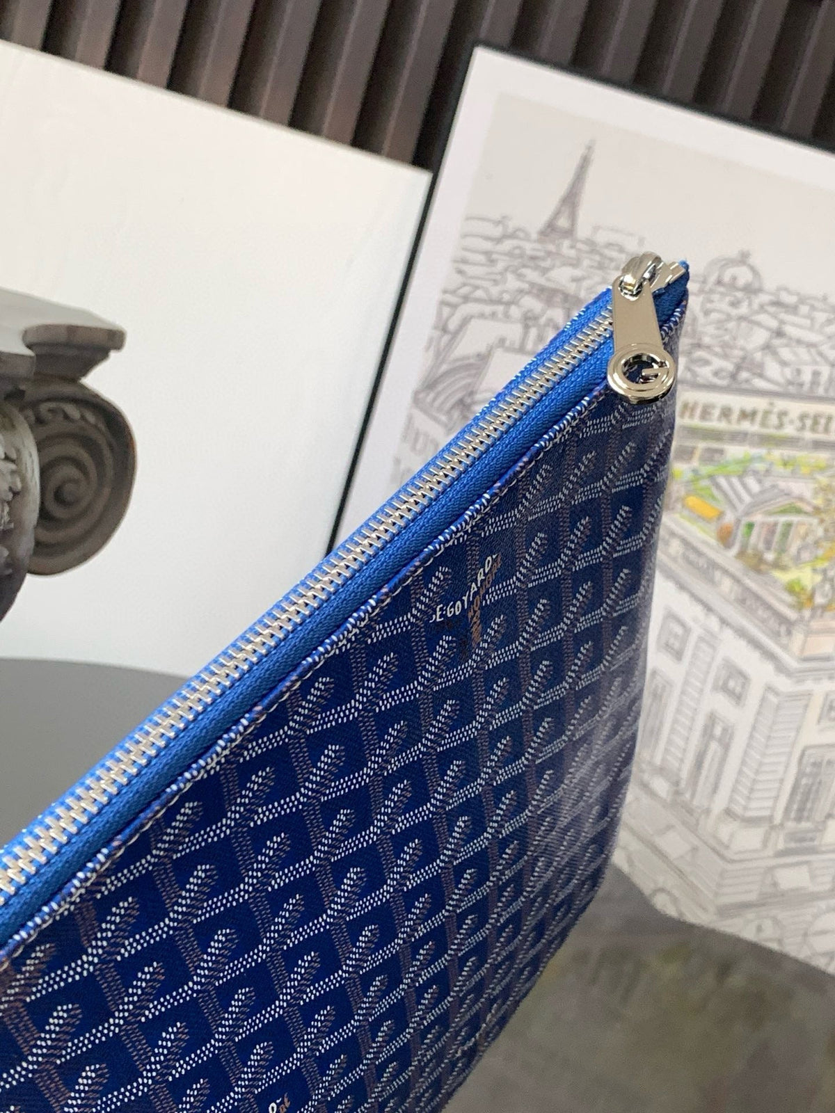 Goyard Senat Pochette in Sky Blue Goyardine Canvas Bag