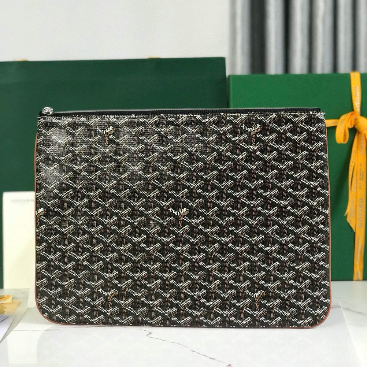 Goyard Senat Pochette in Navy Blue Goyardine Canvas Bag