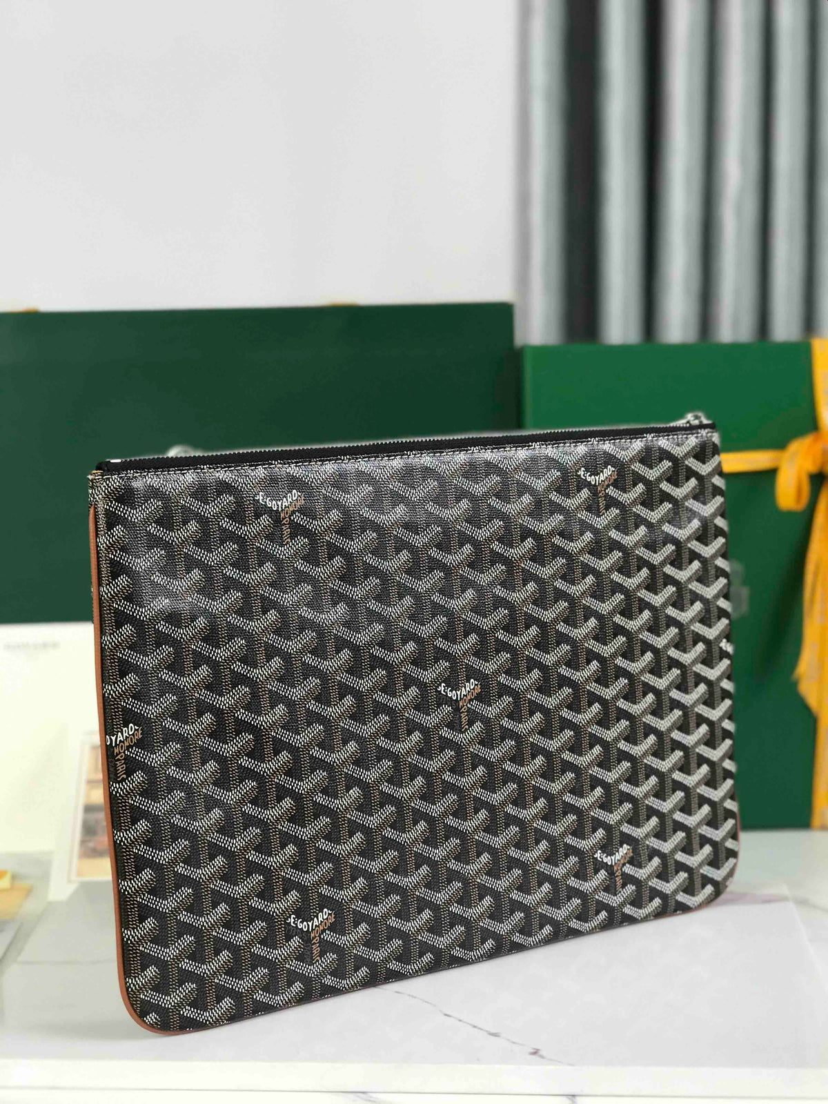 Goyard Senat Pochette in Navy Blue Goyardine Canvas Bag