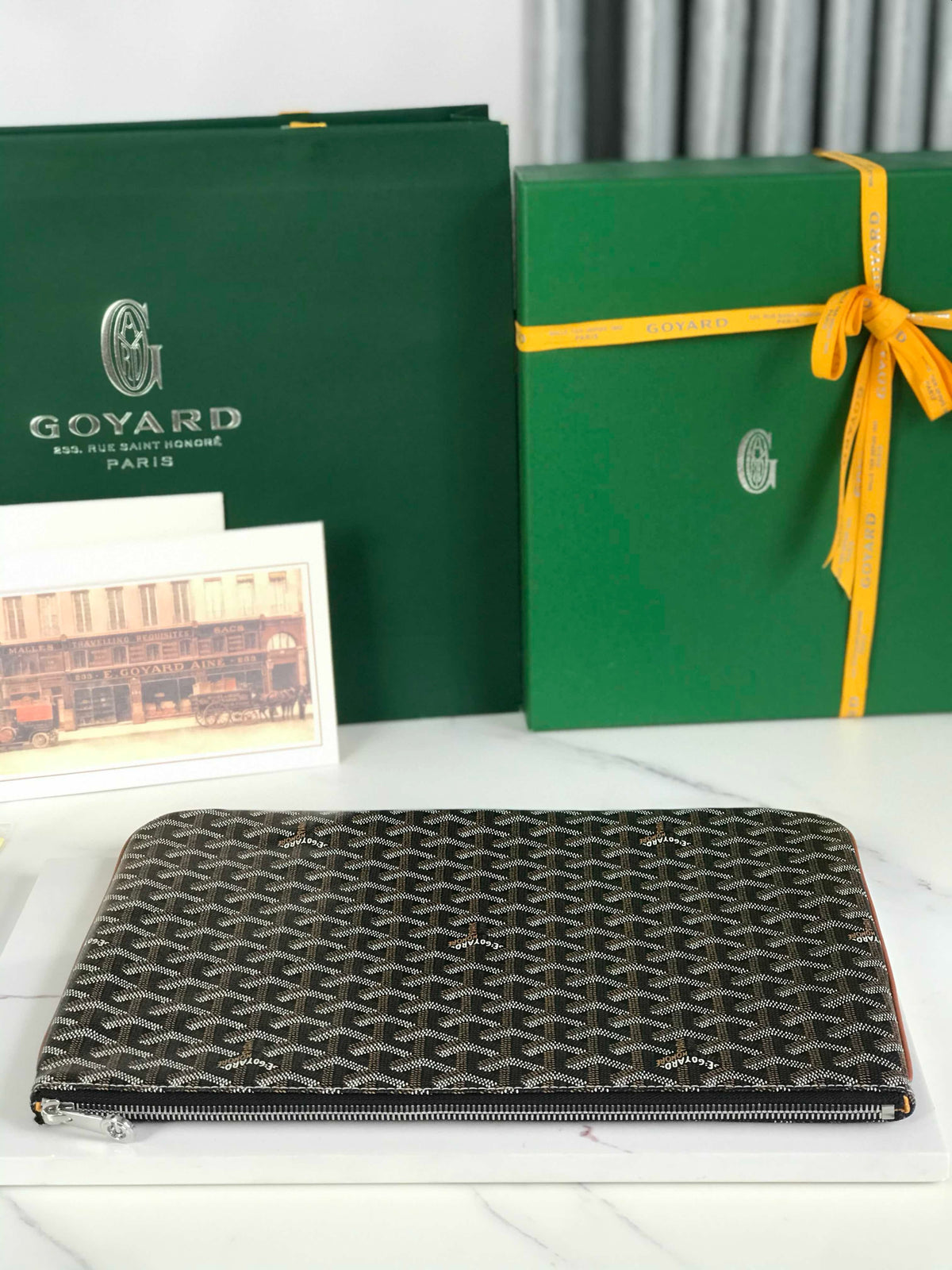 Goyard Senat Pochette in Navy Blue Goyardine Canvas Bag