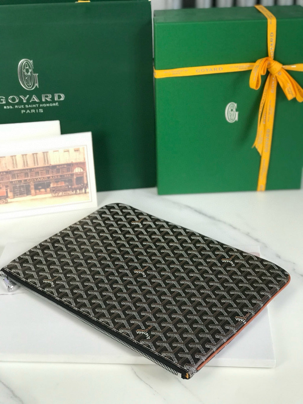 Goyard Senat Pochette in Navy Blue Goyardine Canvas Bag