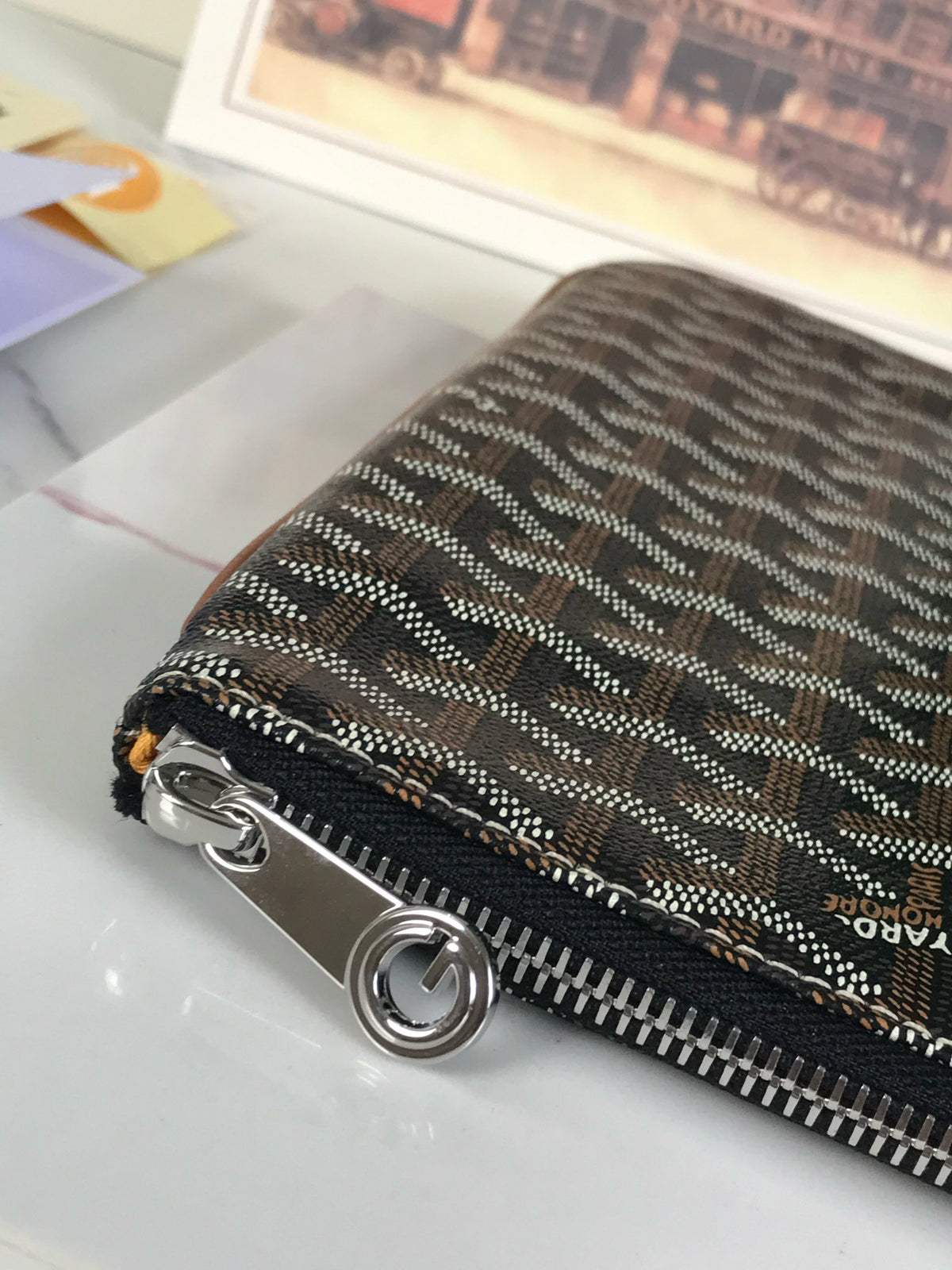 Goyard Senat Pochette in Navy Blue Goyardine Canvas Bag