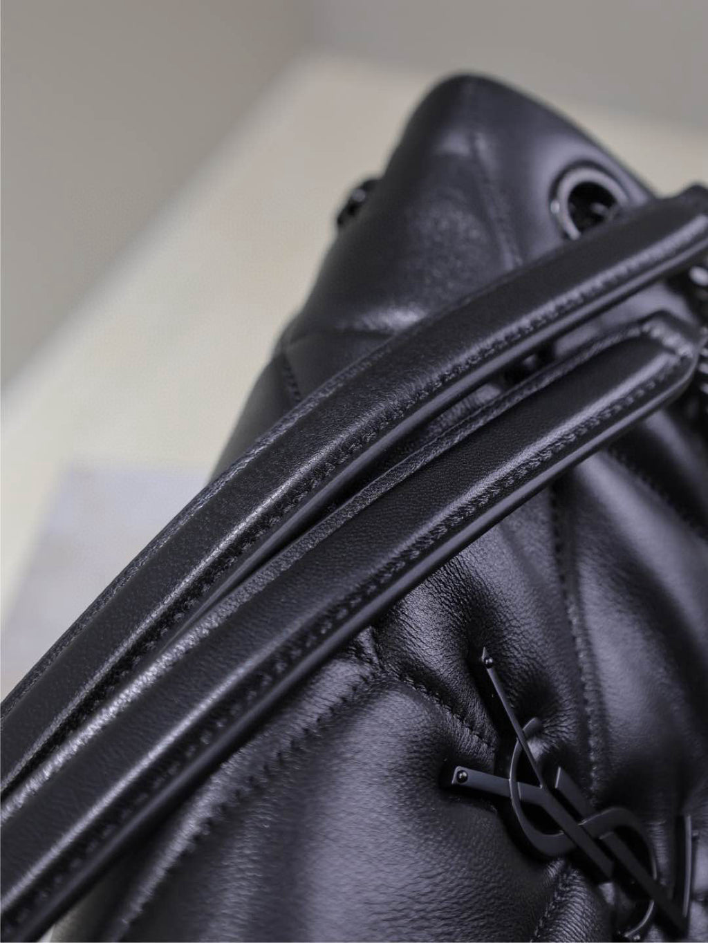 Saint Laurent Loulou Puffer Medium 29 in All Black Sheepskin Black Hardware Bag