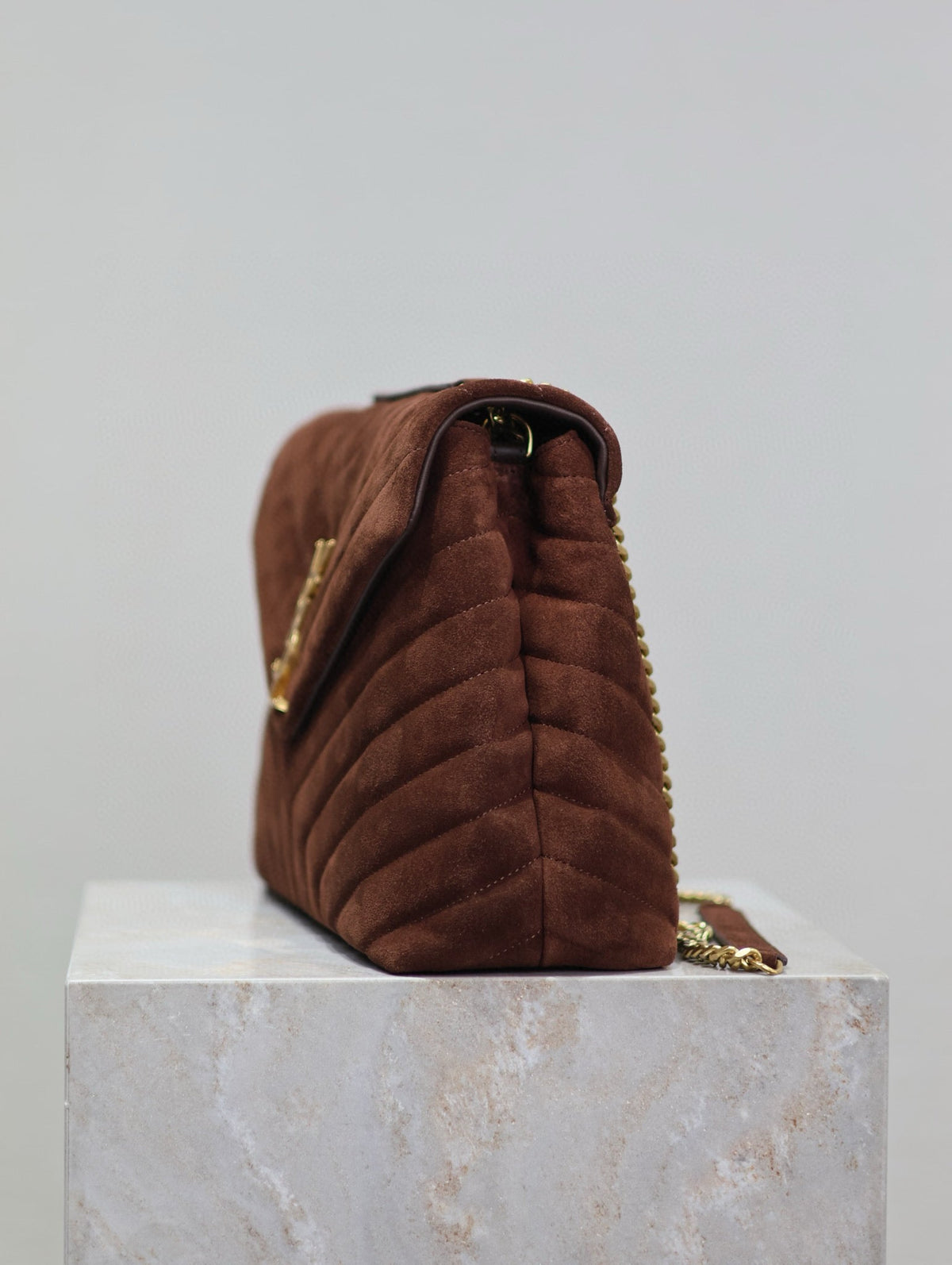 Saint Laurent Loulou 32 in Brown Suede Calfskin Gold Hardware Bag