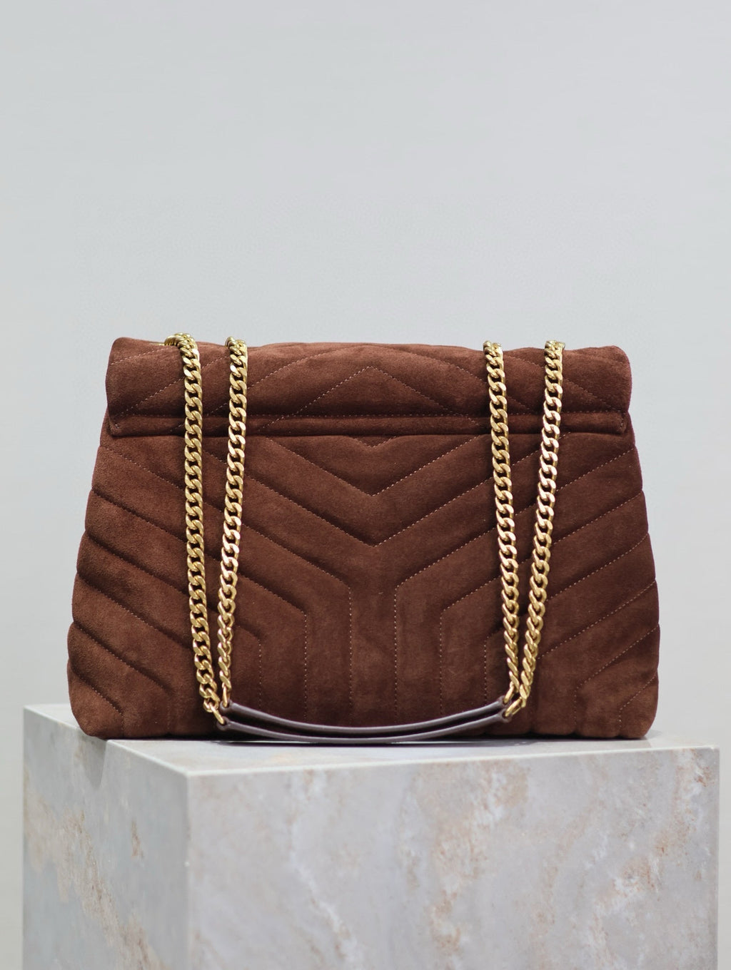 Saint Laurent Loulou 32 in Brown Suede Calfskin Gold Hardware Bag