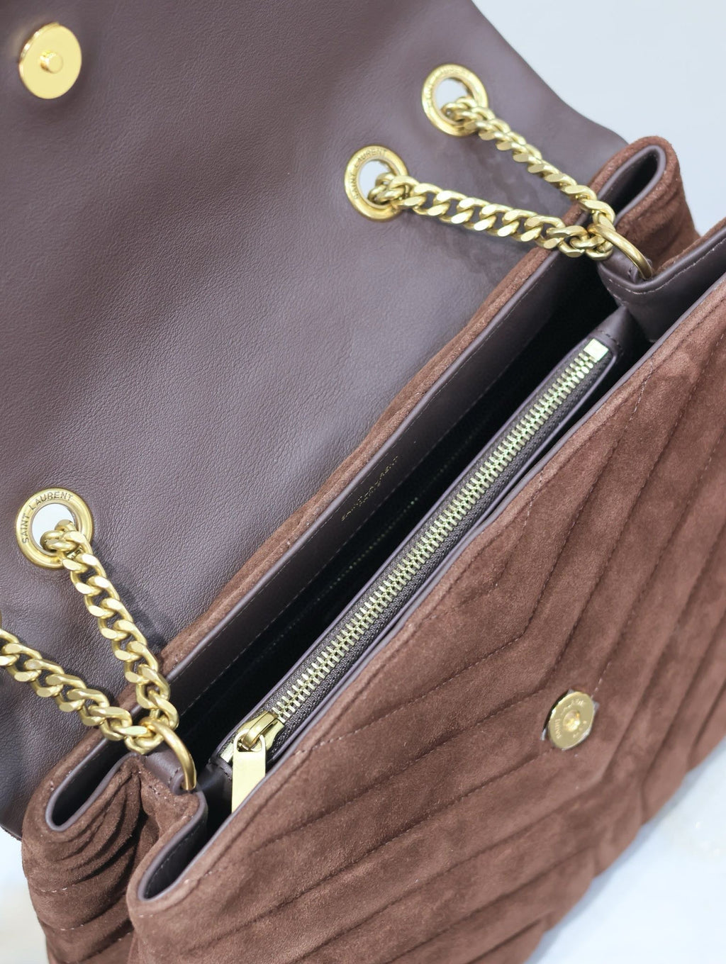 Saint Laurent Loulou 32 in Brown Suede Calfskin Gold Hardware Bag