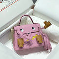 Hermes Kelly Doll Picto Mini 18 Pink Mix Brown Calfskin Bag
