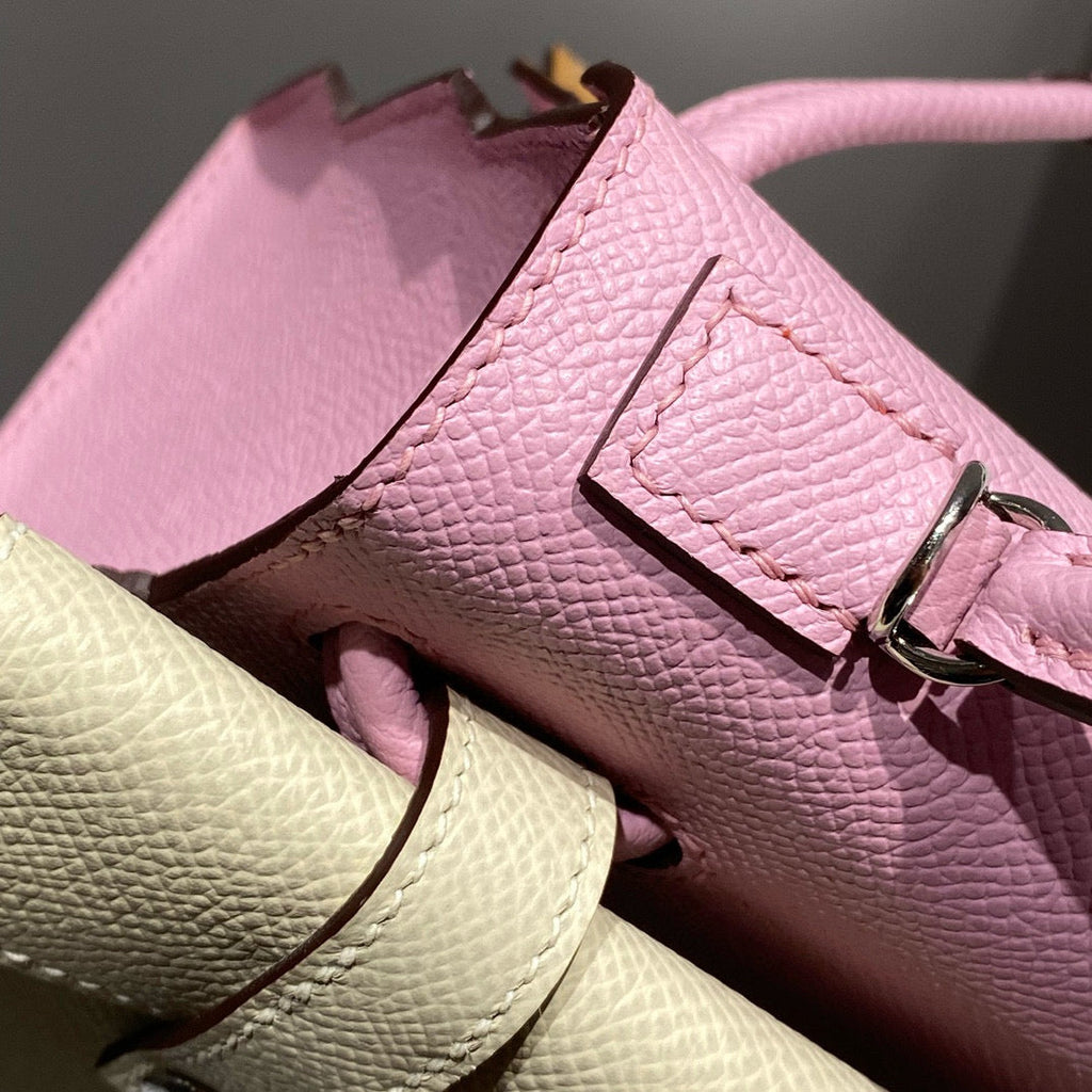 Hermes Kelly Doll Picto Mini 18 Pink Mix Brown Calfskin Bag