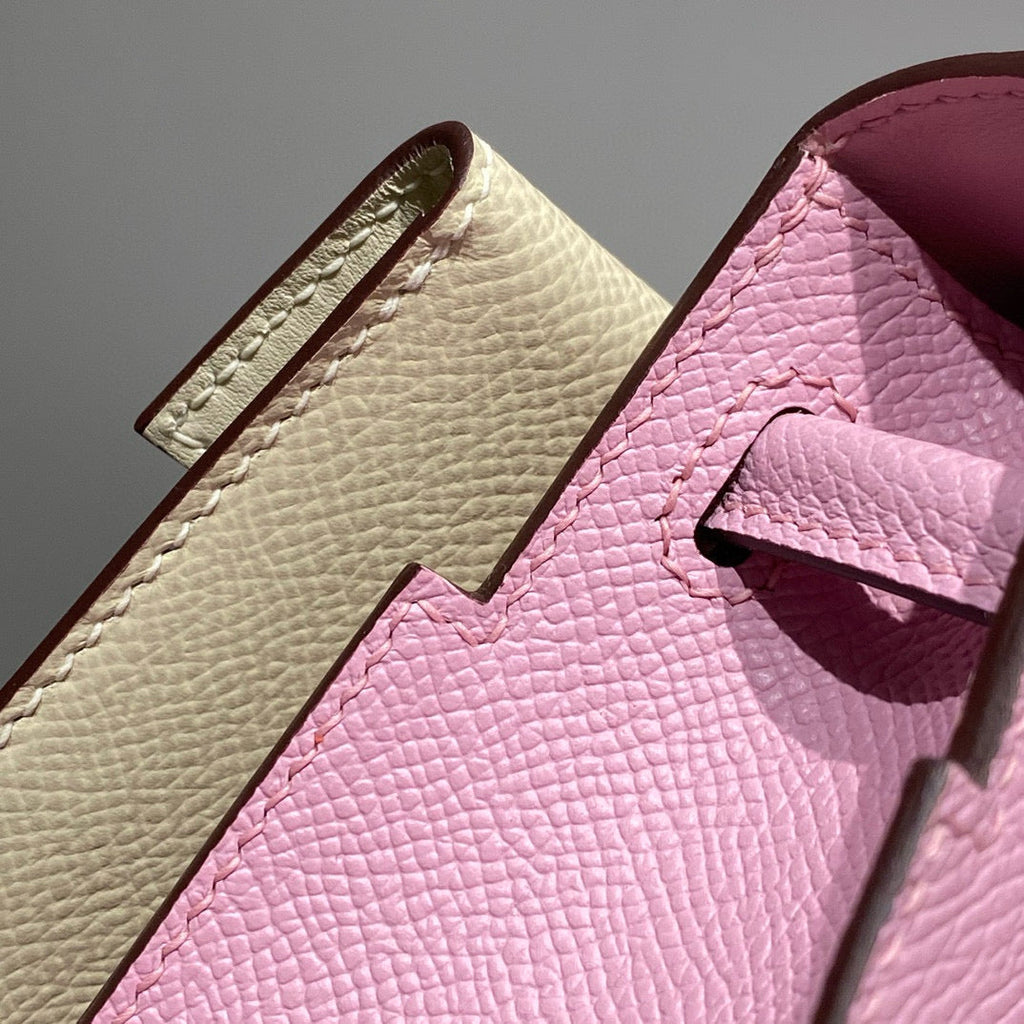 Hermes Kelly Doll Picto Mini 18 Pink Mix Brown Calfskin Bag