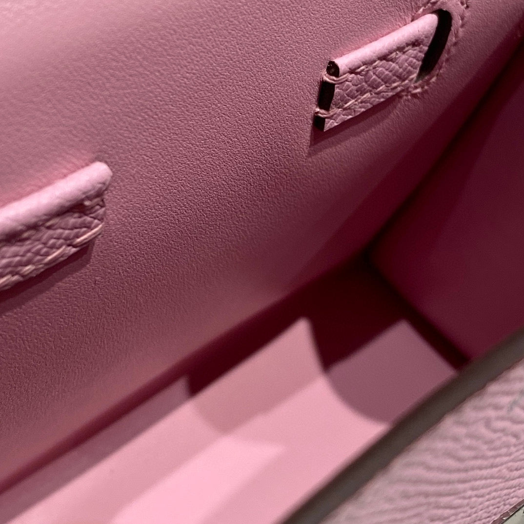 Hermes Kelly Doll Picto Mini 18 Pink Mix Brown Calfskin Bag
