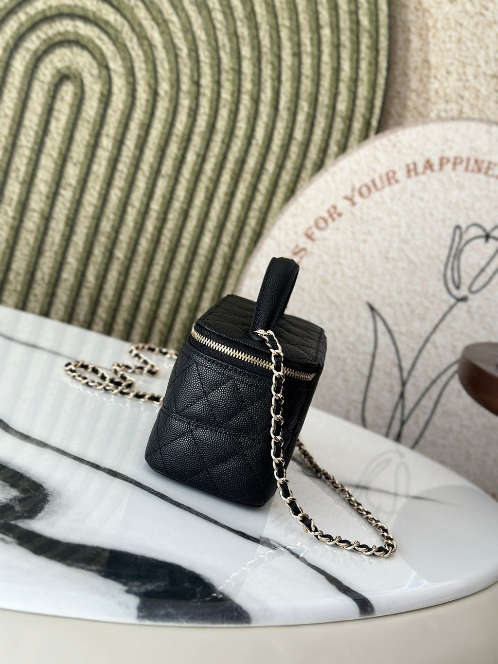 Chanel Vanity 17 Caviar with Handle in Black Calfskin Gold Hardware Bag
