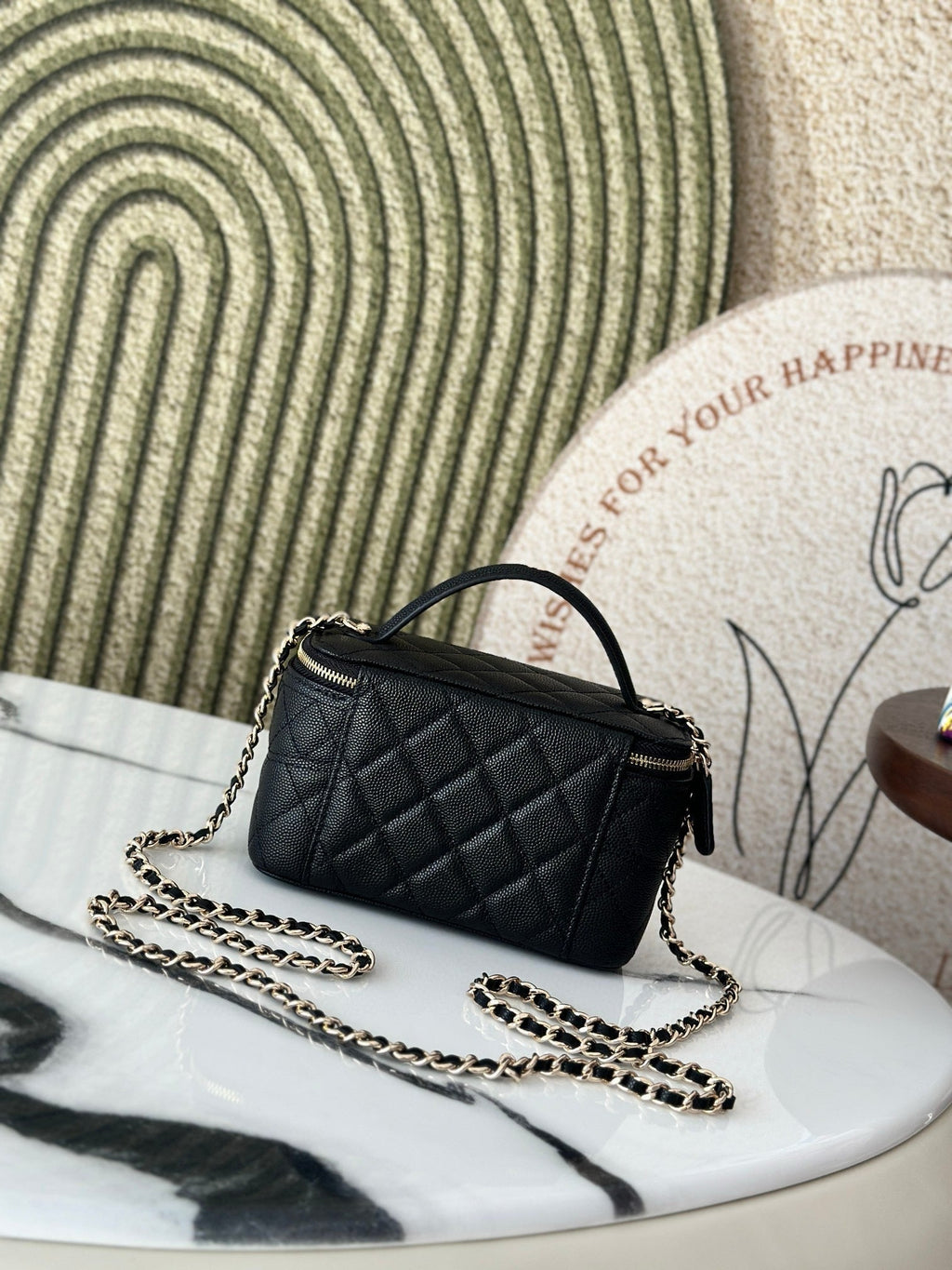 Chanel Vanity 17 Caviar with Handle in Black Calfskin Gold Hardware Bag