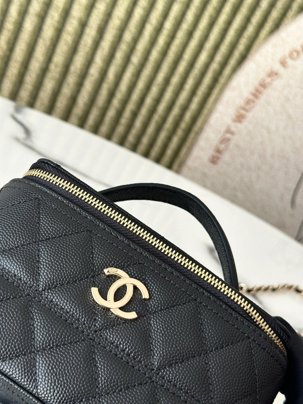 Chanel Vanity 17 Caviar with Handle in Black Calfskin Gold Hardware Bag