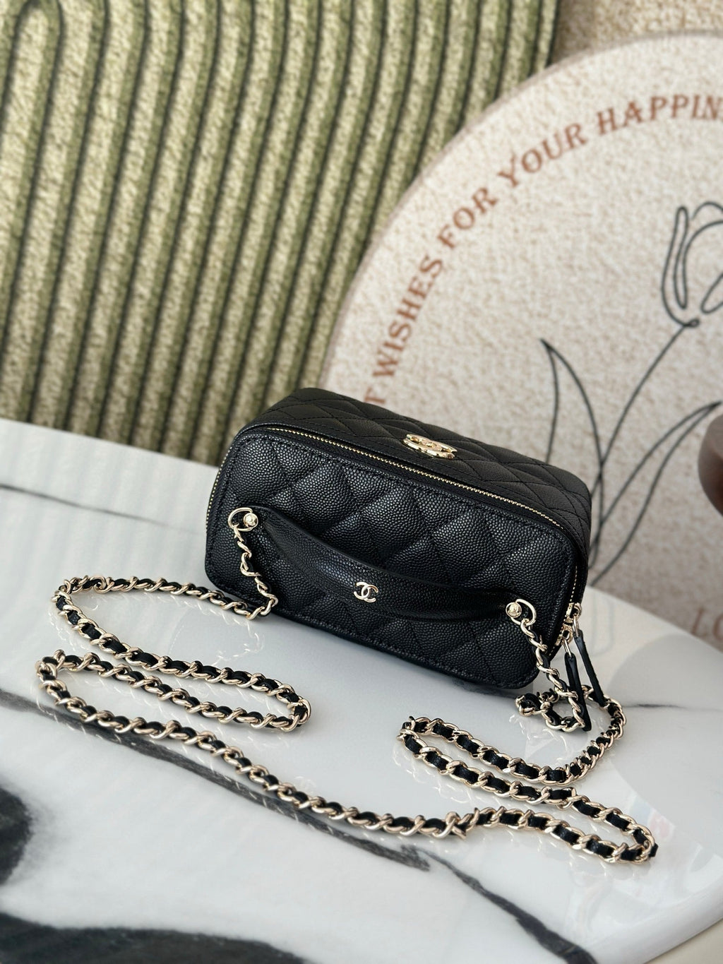 Chanel Vanity 17 Caviar with Handle in Black Calfskin Gold Hardware Bag