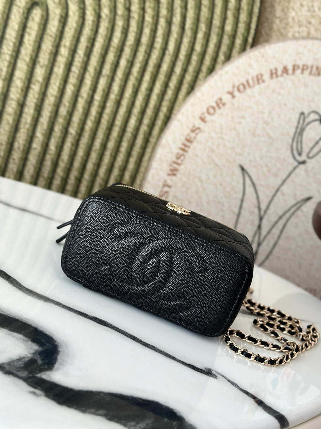 Chanel Vanity 17 Caviar with Handle in Black Calfskin Gold Hardware Bag