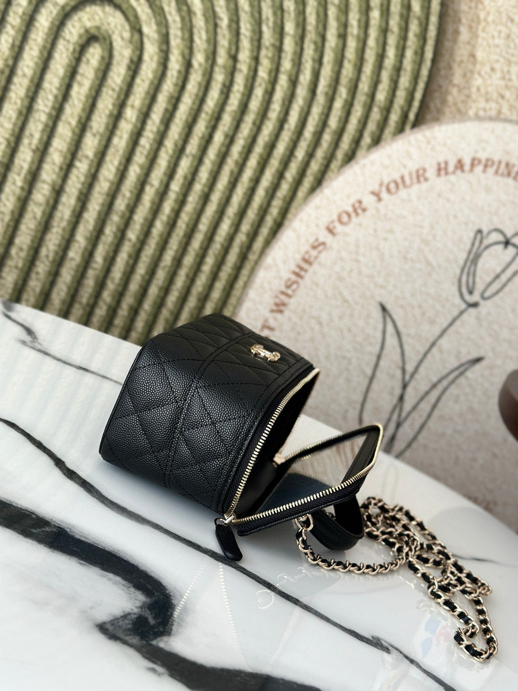 Chanel Vanity 17 Caviar with Handle in Black Calfskin Gold Hardware Bag