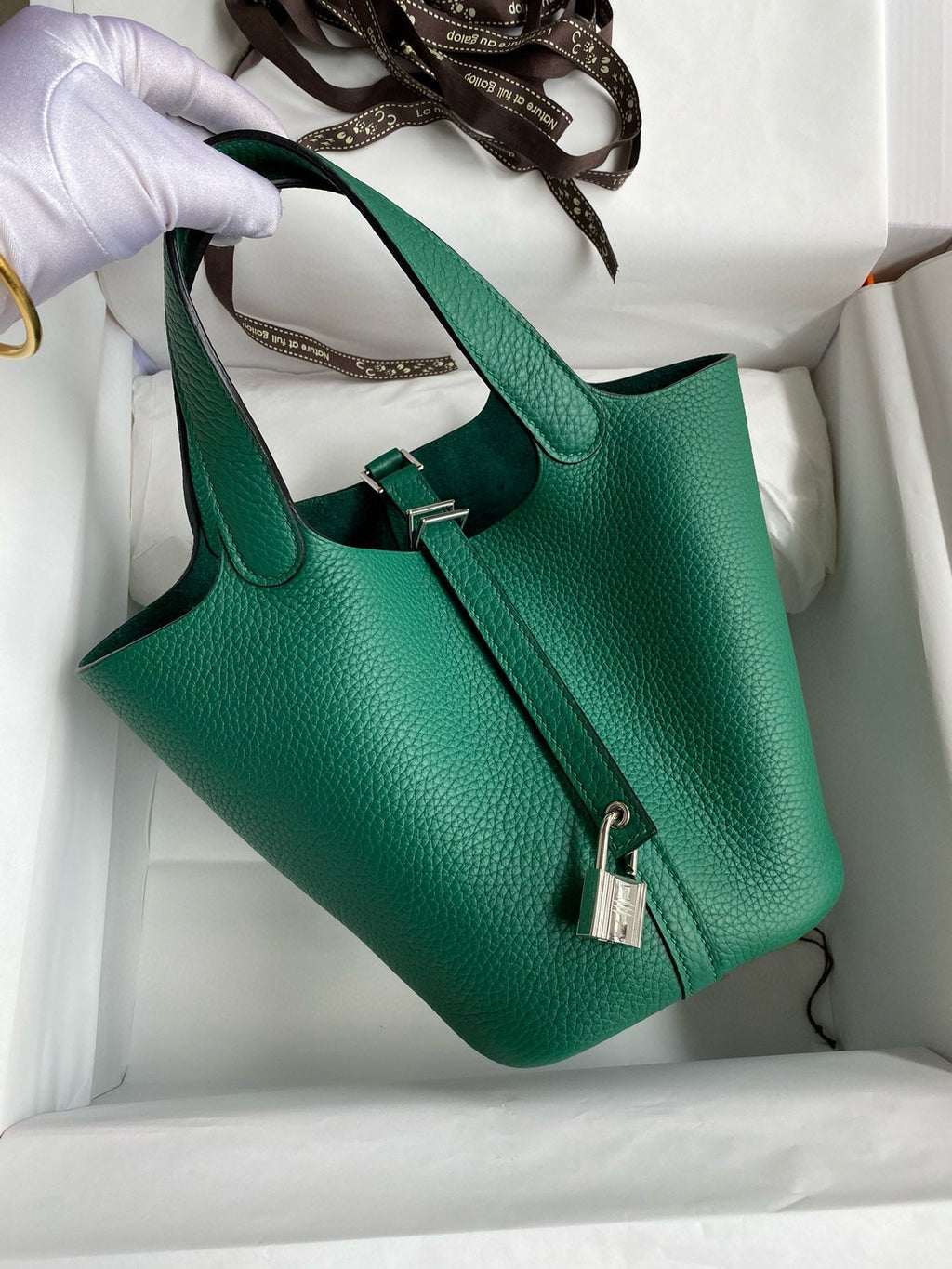 Hermes Picotin Lock 18 Emerald Togo Silver Hardware Bag