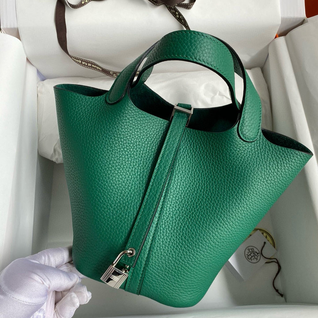 Hermes Picotin Lock 18 Emerald Togo Silver Hardware Bag
