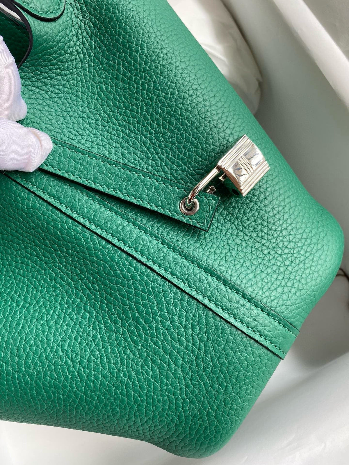 Hermes Picotin Lock 18 Emerald Togo Silver Hardware Bag