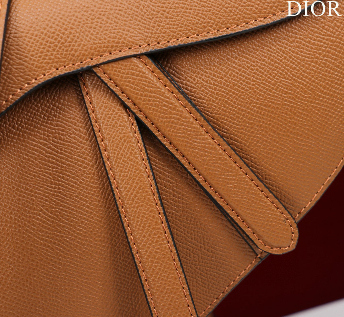 Saddle Bag 25 with Strap Gold Grained Calfskin Ghw
