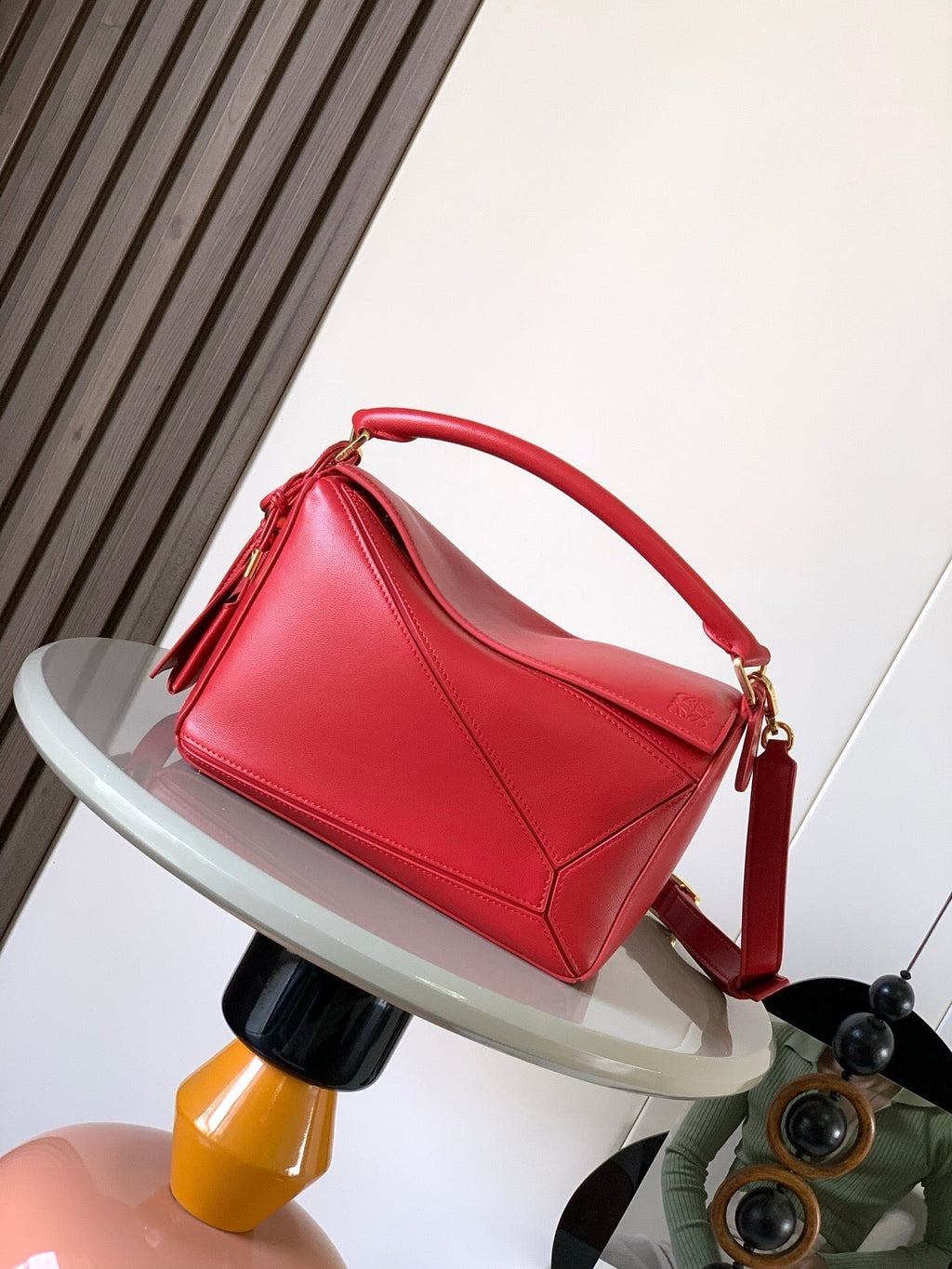 Loewe Puzzle Handbag 24 in Red Calfskin