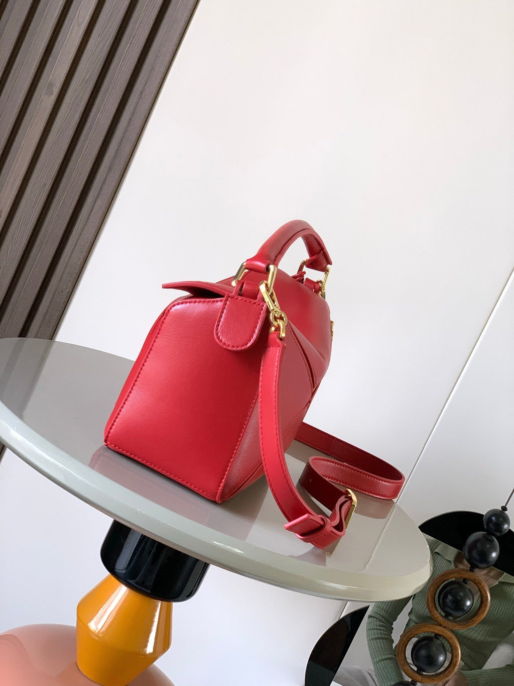 Loewe Puzzle Handbag 24 in Red Calfskin