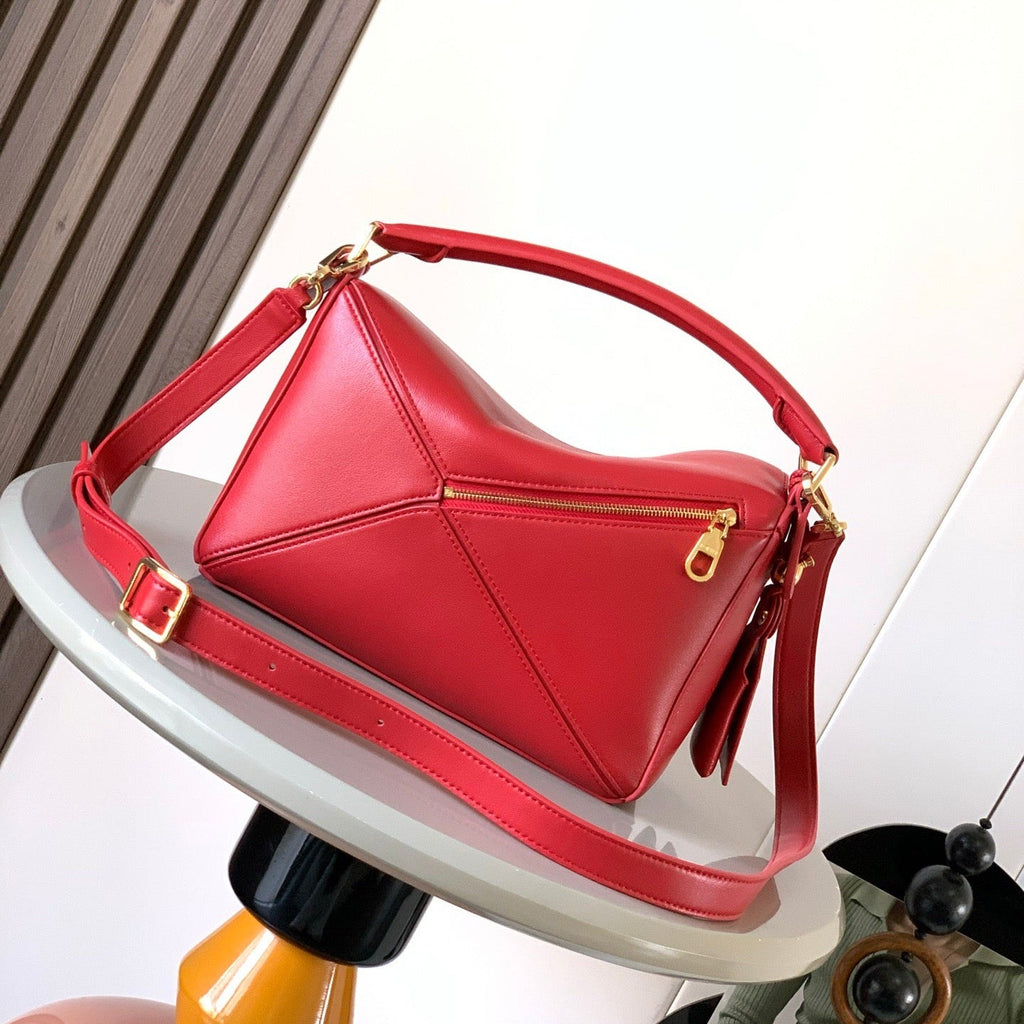 Loewe Puzzle Handbag 24 in Red Calfskin