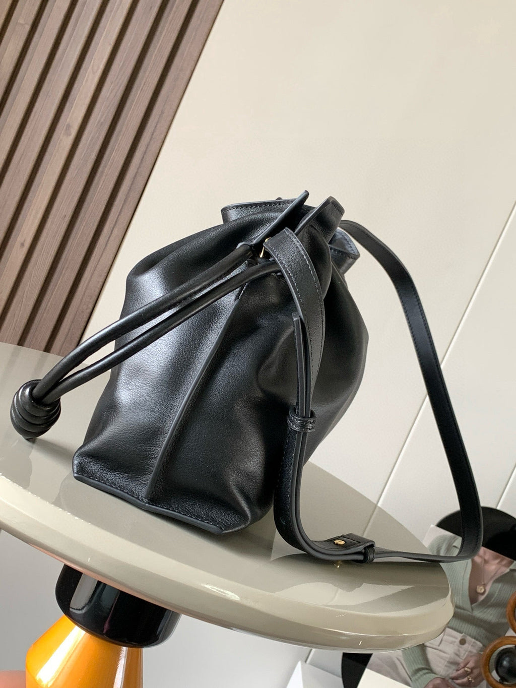 Loewe Medium 30 Flamenco Knot in Black Lambskin Glogo Bag