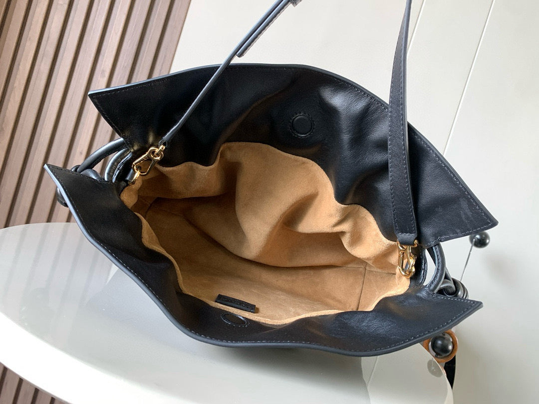 Loewe Medium 30 Flamenco Knot in Black Lambskin Glogo Bag