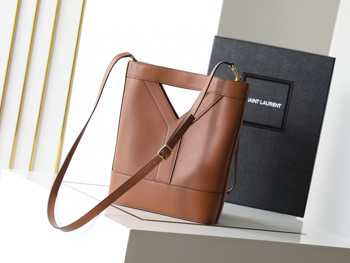 Saint Laurent Y Bucket Bag 30 in Brown Calfskin