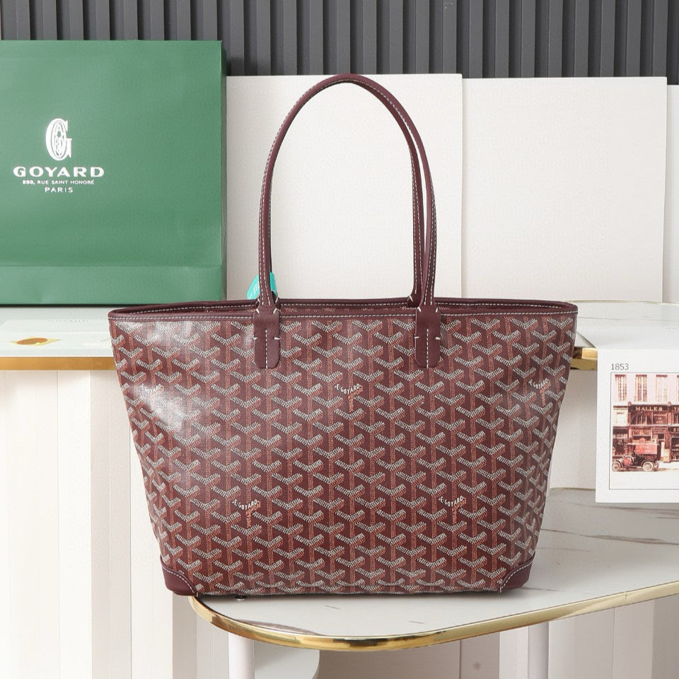 Goyard Saint Louis MM 30cm Burgundy Canvas Bag