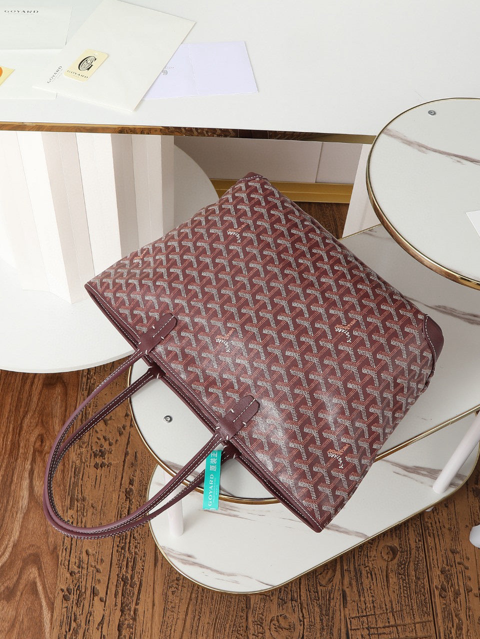 Goyard Saint Louis MM 30cm Burgundy Canvas Bag