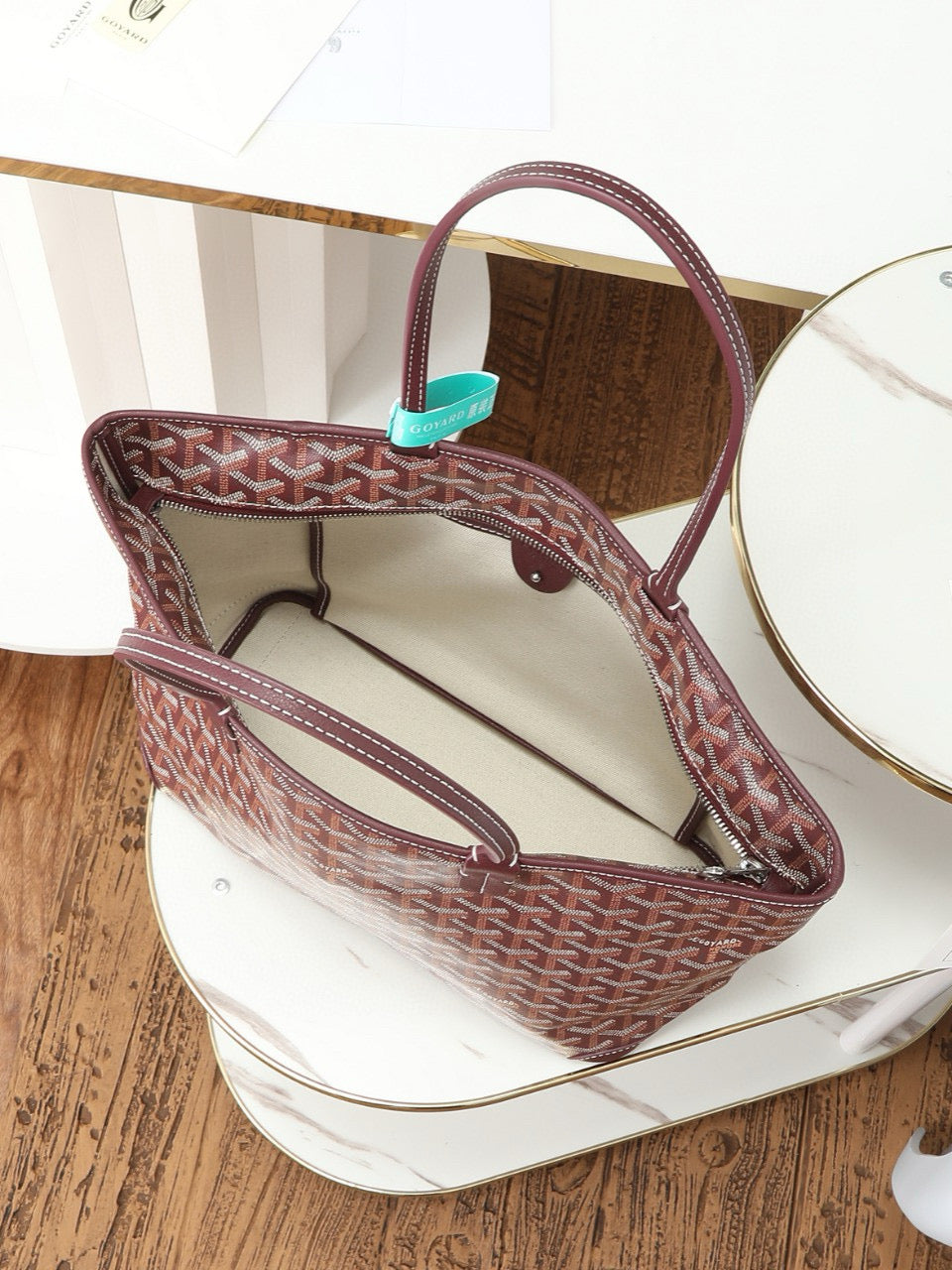 Goyard Saint Louis MM 30cm Burgundy Canvas Bag