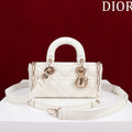 Dior Small Lady D-Joy 22 White Lambskin Gold Hardware Bag