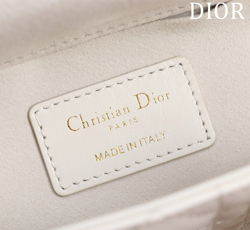 Dior Small Lady D-Joy 22 White Lambskin Gold Hardware Bag
