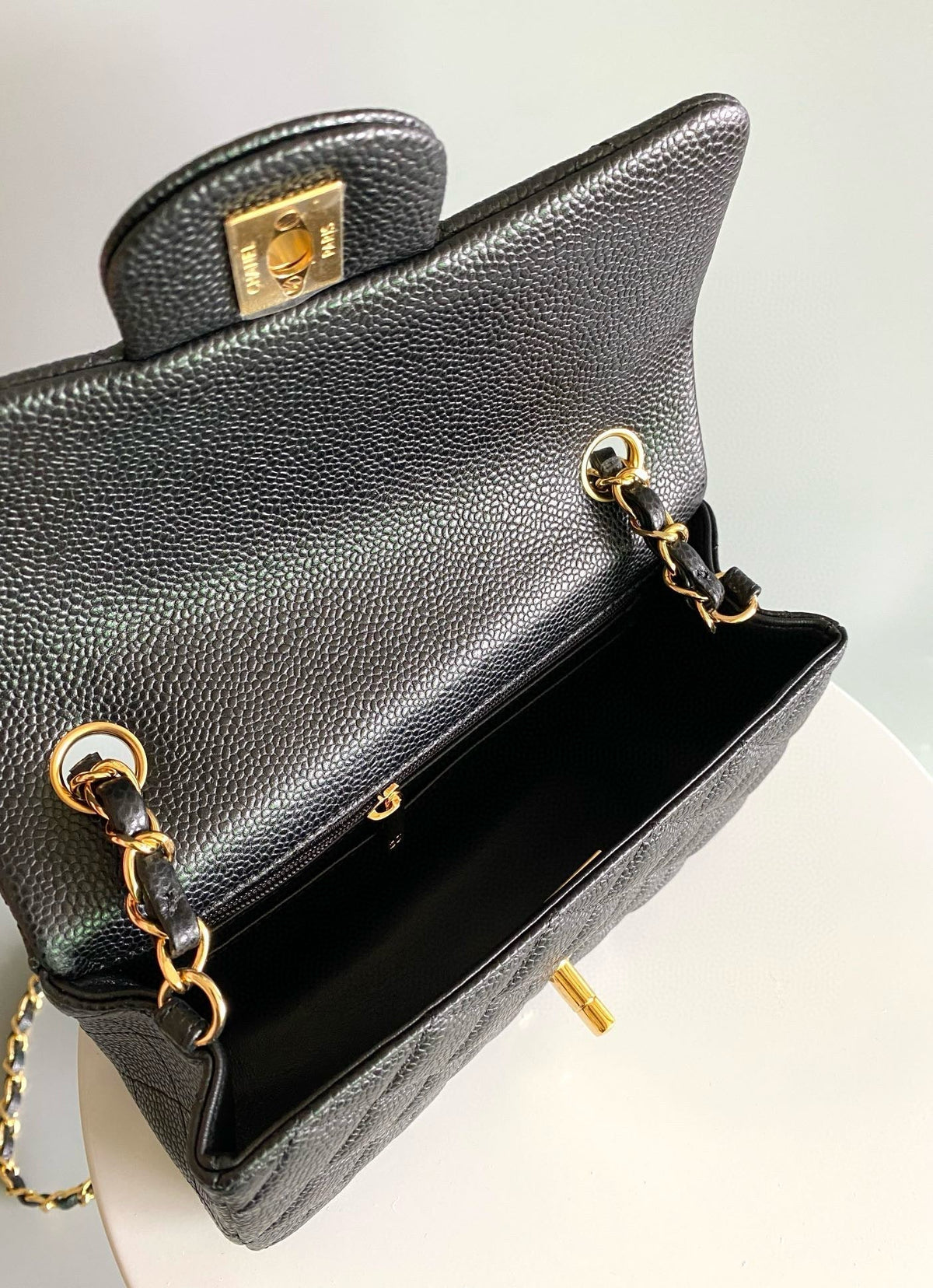 Chanel Mini Rectangle Flap Bag 20cm Black Caviar Gold Hardware