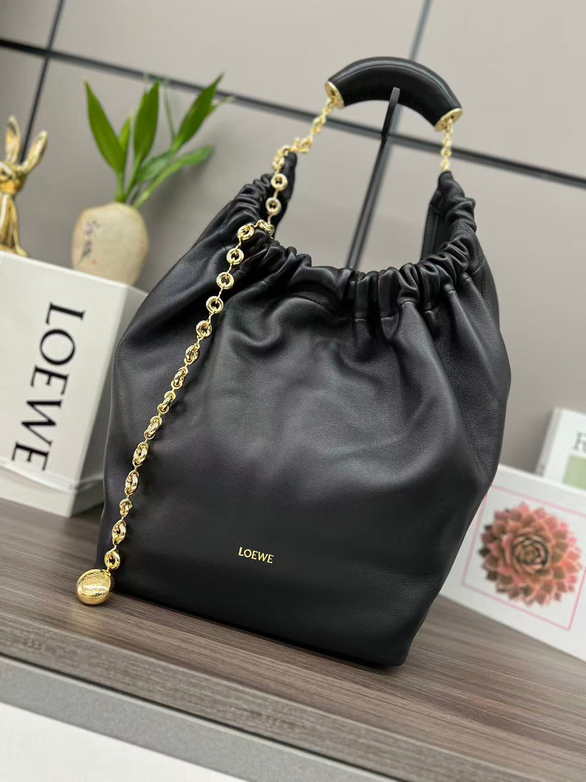 Loewe Squeeze Bag 34 in Black Lambskin