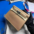 Hermes Kelly Danse 22 Tan Brown in Calfskin Silver Hardware Bag