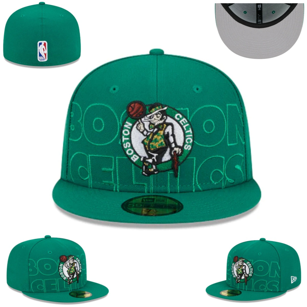 Boston Celtics NBA Snapback Cap with Embroidered Logo and Team Lettering - Green