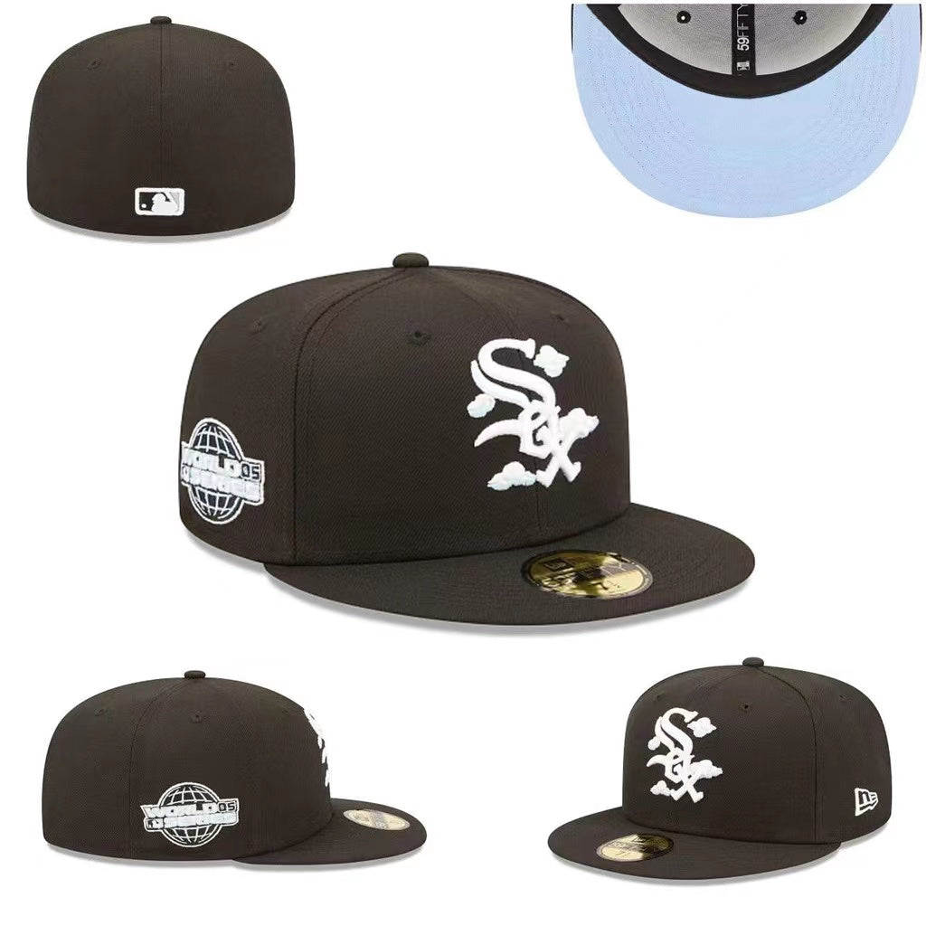 Chicago White Sox Fitted MLB Hat with 2005 World Series Patch and Sky Accents - Black