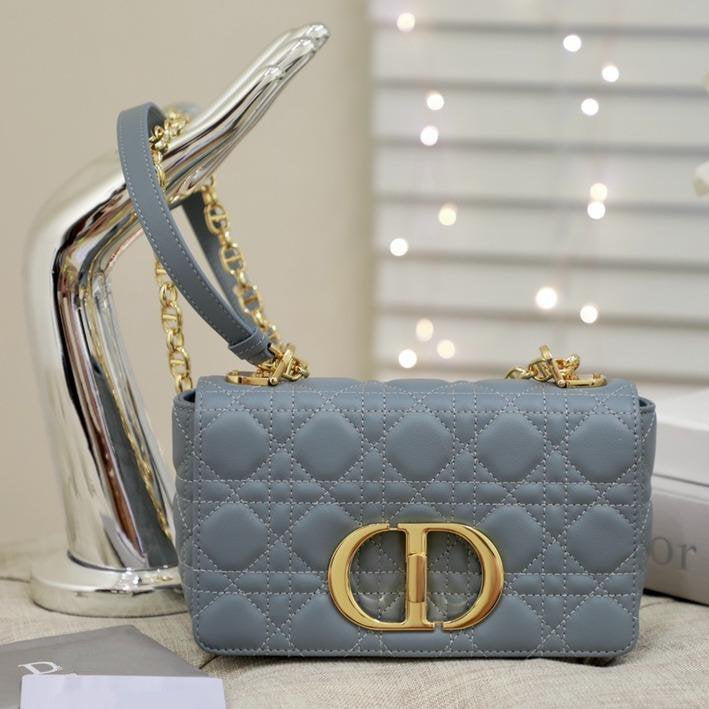 Dior Small Caro Bag Gray Supple Cannage Calfskin
