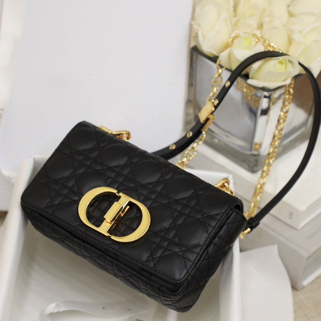 Dior Small Caro Bag Balck Supple Cannage Calfskin