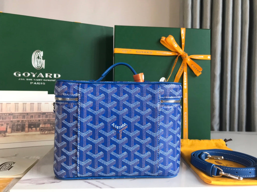 Goyard Muse Vanity Case 20 in Blue Goyardine Canvas