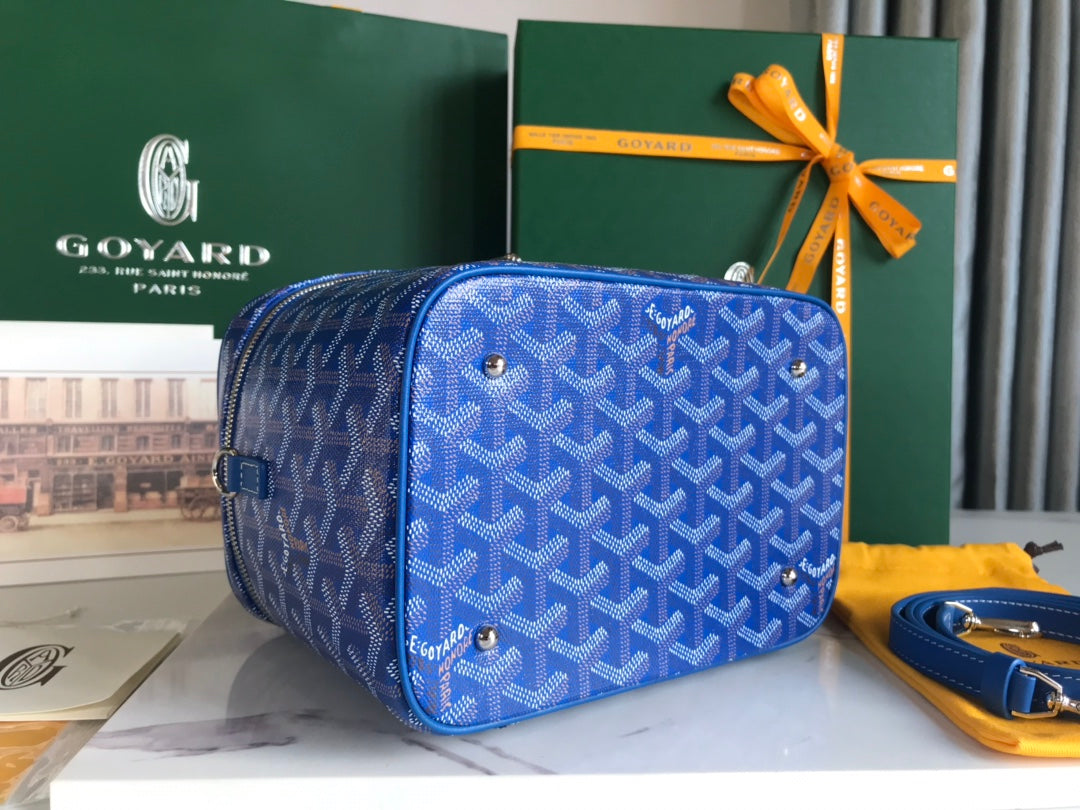 Goyard Muse Vanity Case 20 in Blue Goyardine Canvas