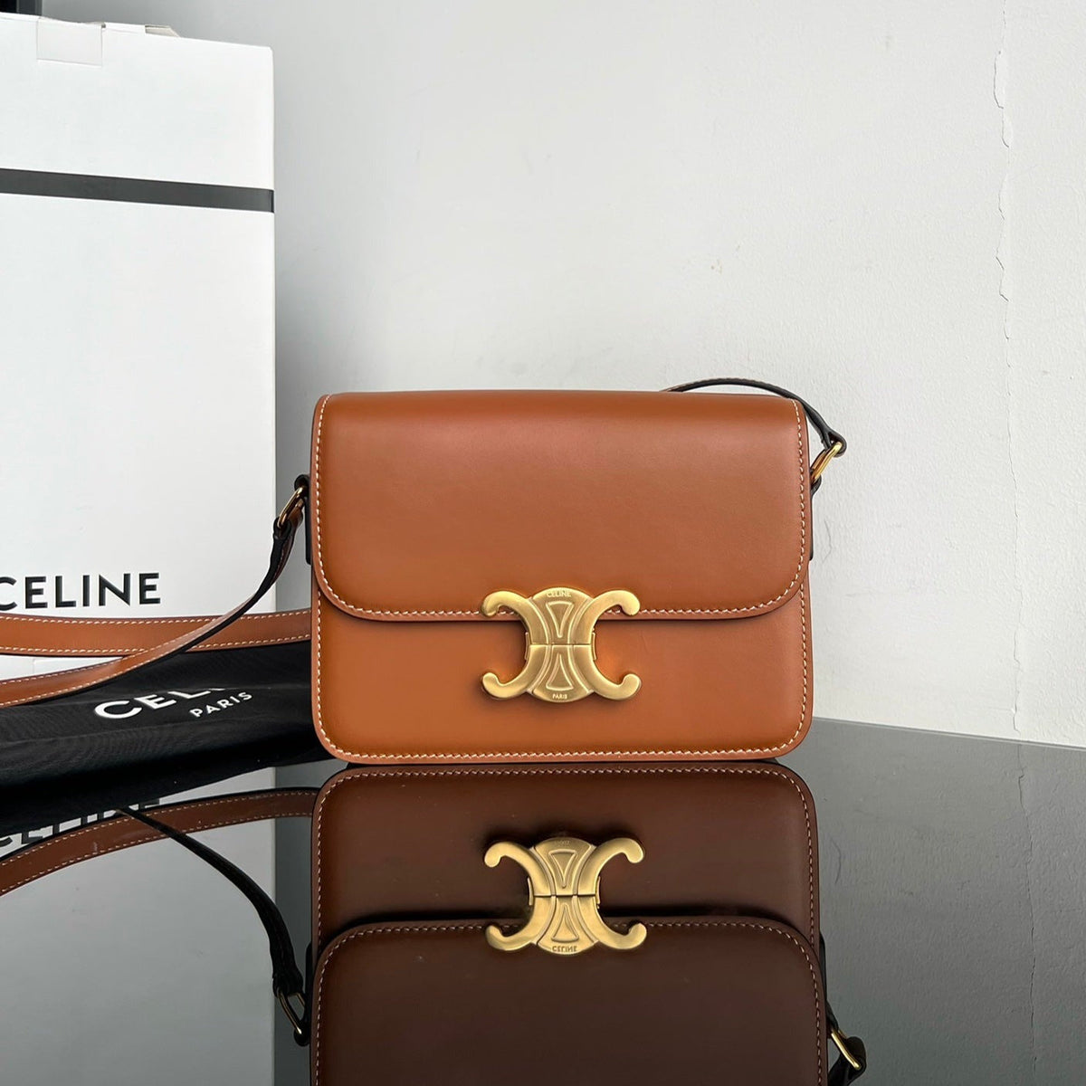 Celine Triomphe Teen 18 Cinnamon Brown Cowhide Bag