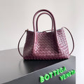 Bottega Veneta Small Pinacoteca Reversible Tote Bag 24 in Madder Brown Lambskin and Light Blue Suede