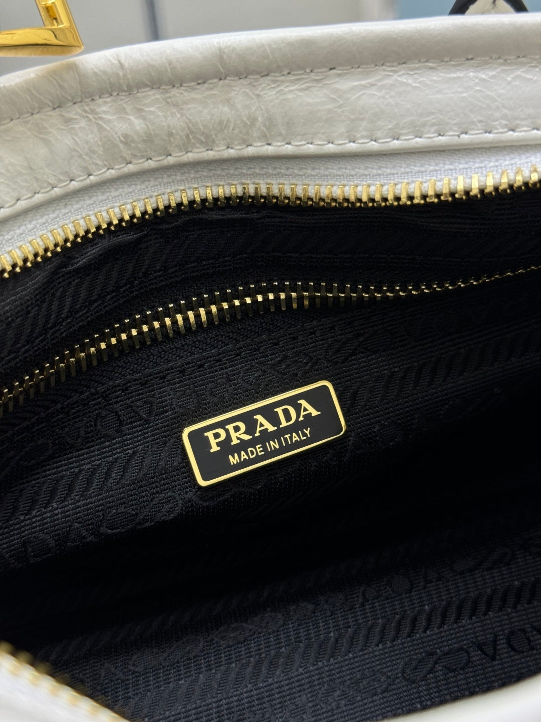 Prada 25S Bonnie Mini Handbag 23 in White Calfskin Gold Hardware